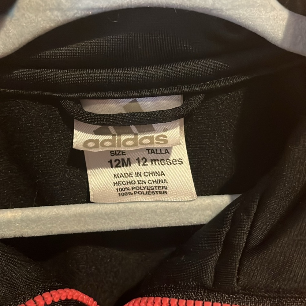 Adidas back track suit set in black with coral zipper - Picture 2 of 6